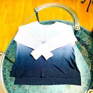 ✨ Vertical Design✨Ombre Oversized Linen High-Low Pullover W/Cuffed Long-Sleeves